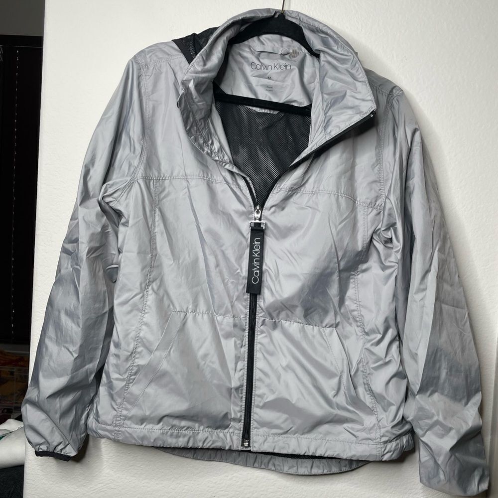 Calvin Klein Silver Windbreaker Jacket